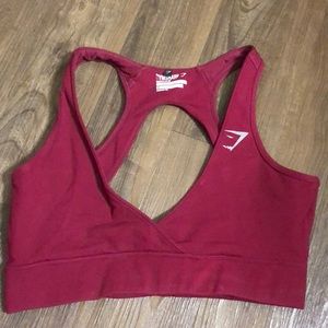 Gymshark v Nikki Blackketter red sports bra